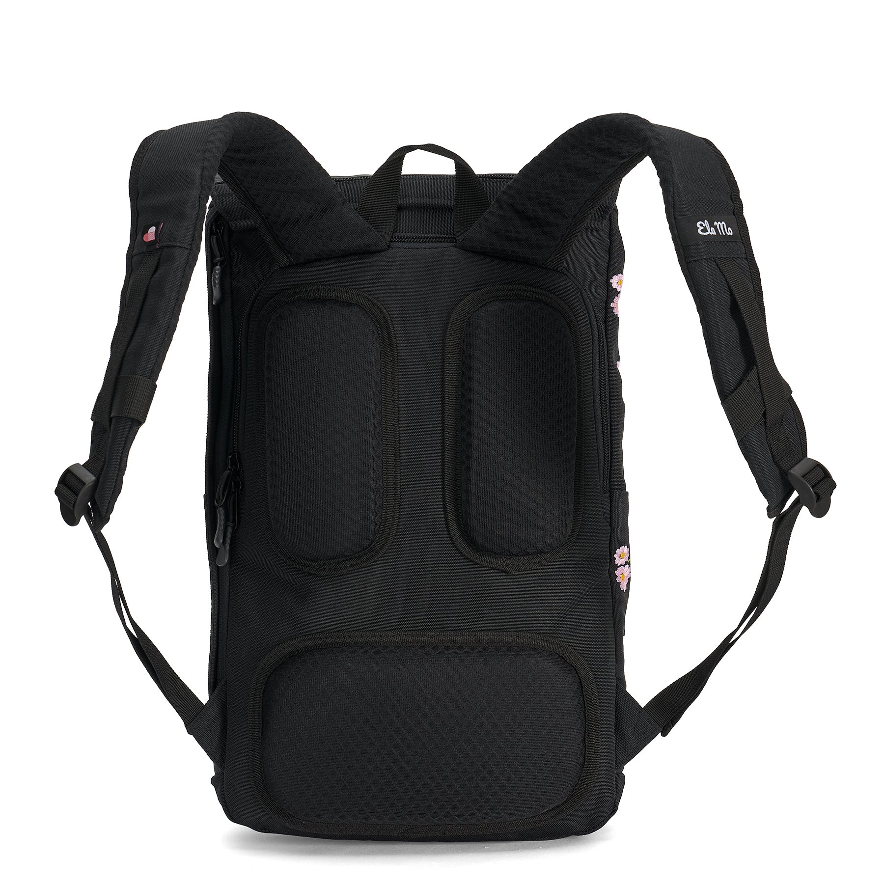 Ela Mo™ Everywhere Daypack | Embroidery Edition Upsy Daisy. Verstärkter Rückenpolster und Schulterriemen des Rucksacks.
