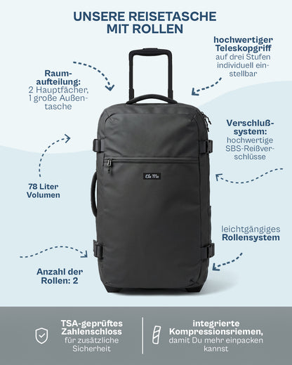 Ela Mo™ Reisetasche mit Rollen 78 Liter | Coated Edition Slate