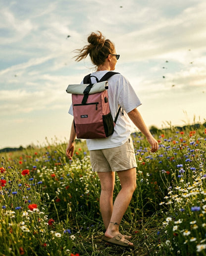 Ela Mo™ Rolltop Rucksack | Strawberry Cream